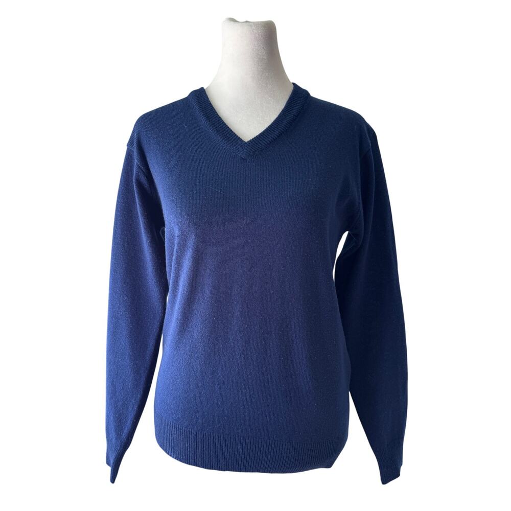 Vintage ‘80s Navy Blue V-Neck Pullover Sweater